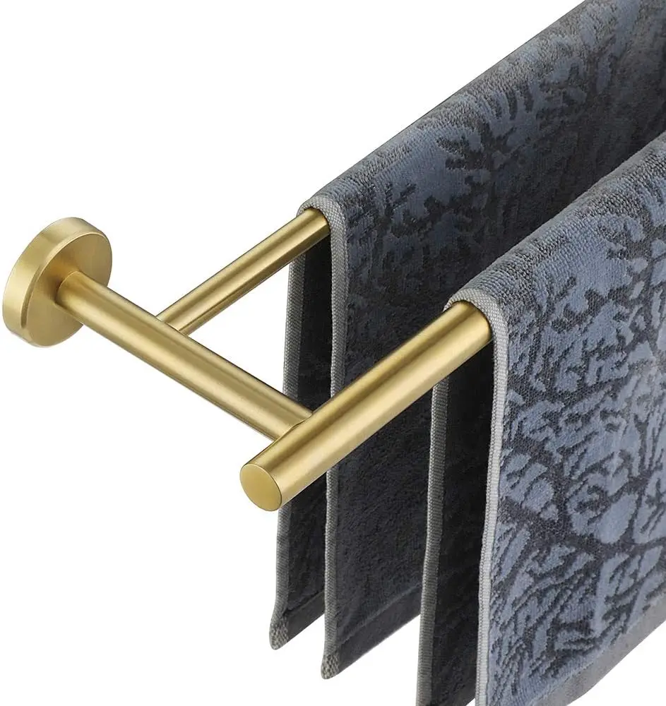 

27 Inch Double Towel Bar, Brushed Gold Useable Length 24 Inch 304 Stainless Steel Thicken 0.8mm Bath Towel Rack for Bathroom