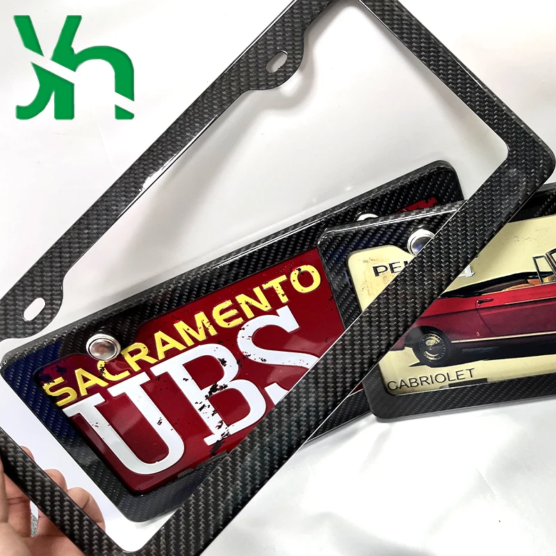 USA/Canada/Mexico 100% True 3K Twill Forged Woven Carbon Fiber License Plate Frame Cover, Glossy UV Protection, Lightweight.