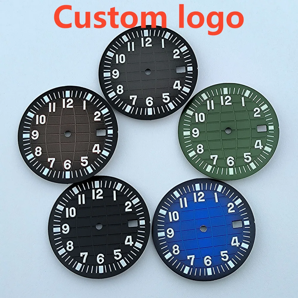 watch dial N H35 dial Custom logo 31.8mm green luminous fit N H35/N H36 movement watch accessories repair tools