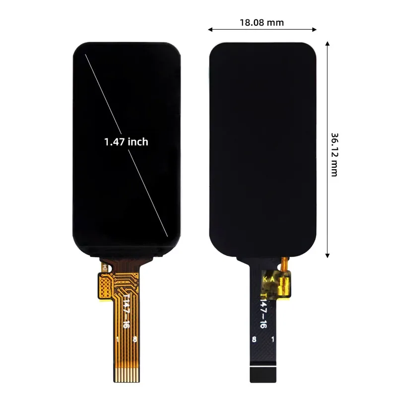 1.47 Inch ST7735 TFT LCD Display, 80x160 Round Corner SPI Color Screen with 8-pin Plug-in Connector Small LCD Display Module
