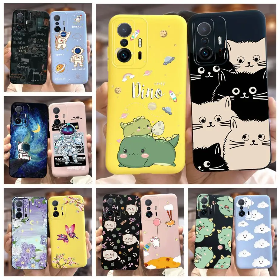 For Xiaomi 11T Pro Case Mi 11T Cute Dinosaur Cartoon Cover Soft Silicone Phone Case For Xiaomi Mi 11T 11TPro Fundas Coque Bumper