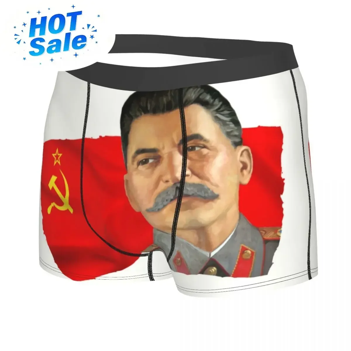 Josef Stalin And USSR Flag Underwear Men Breathbale Russia Soviet Union Boxer Briefs Shorts Panties Soft Underpants For Male