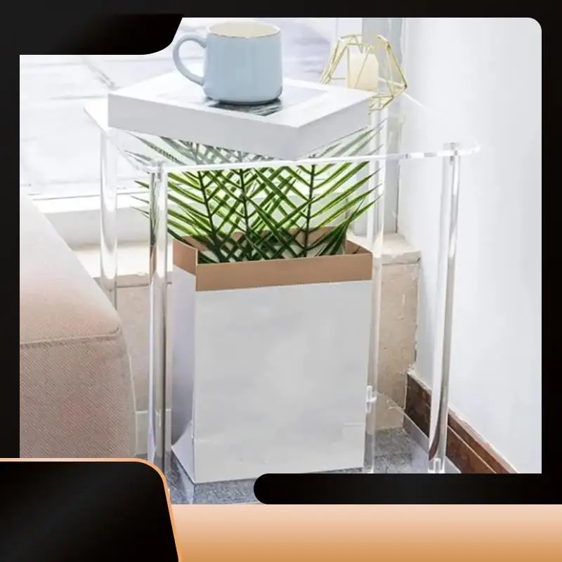 

Акриловый журнальный столик, квадратный приставной столик, акцентный столик, диван, прикроватная тумбочка, прозрачный двухъярусный приставной столик для закусочного чая для комнаты-N38R