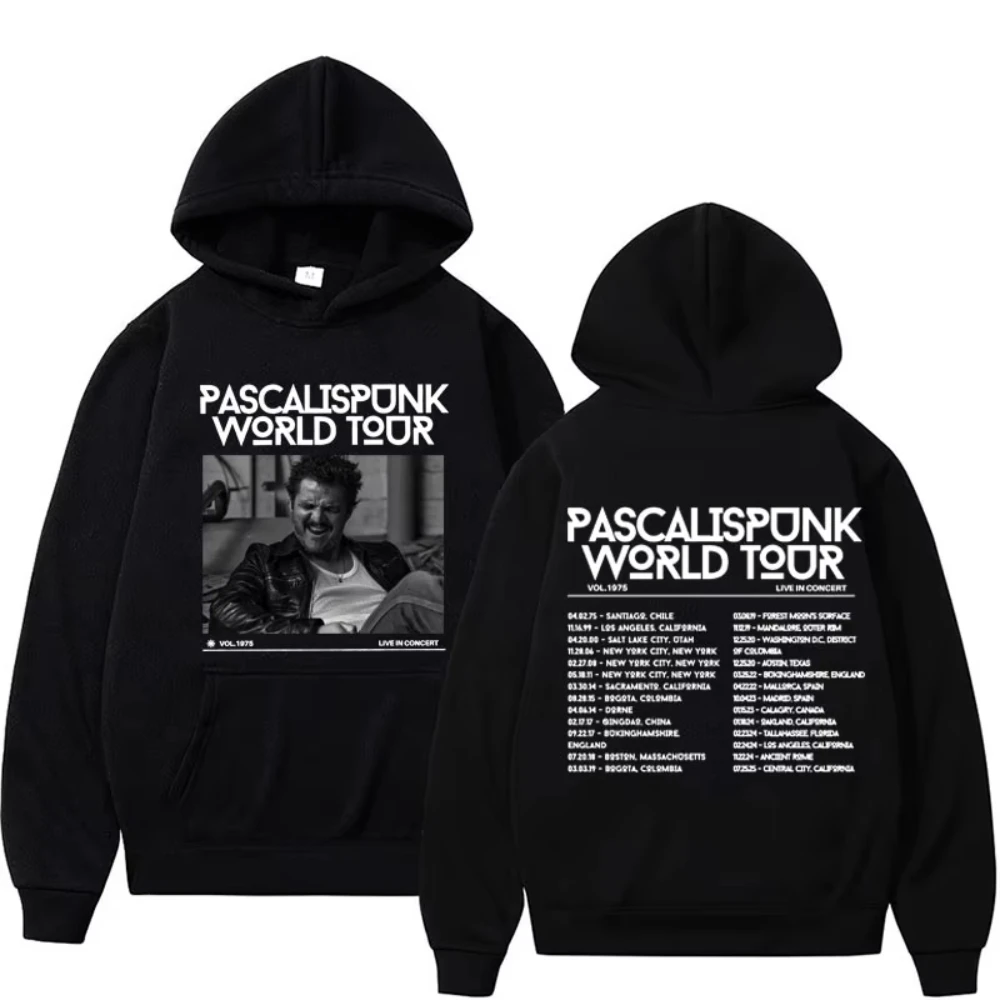 Pedro Pascal World Tour Two Double Sided Print Hoodies Men Harajuku Hip Hop Hoodies Women Fashion Pullover Sweatshirt Streetwear