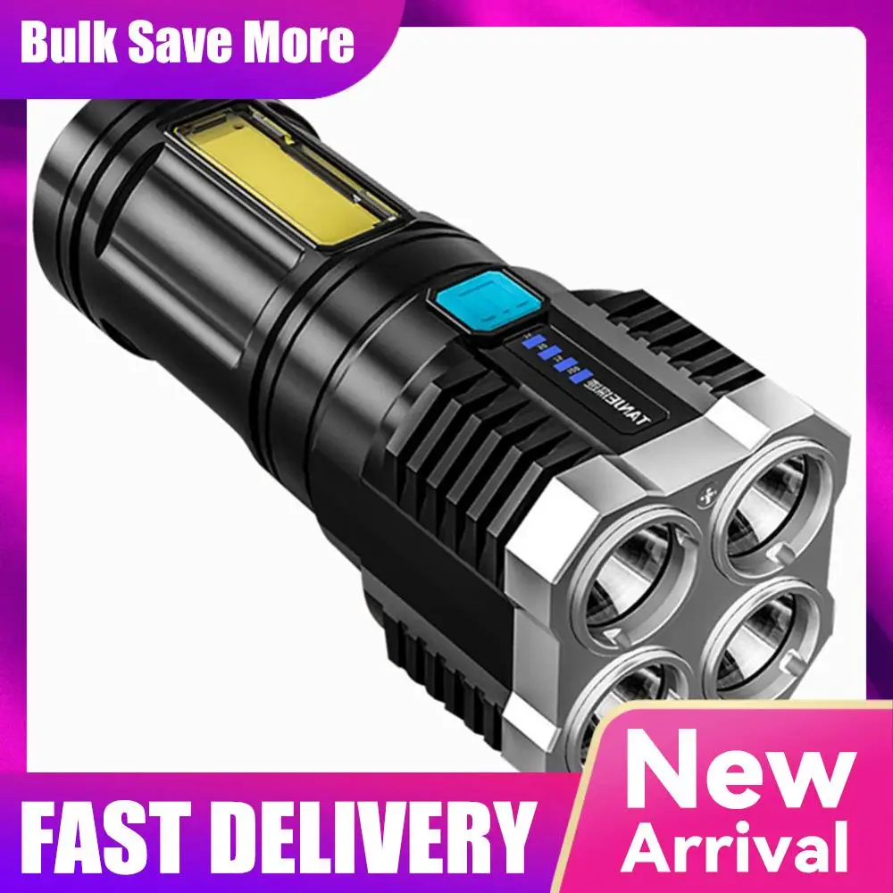 

High Power LED Flashlights Camping Torch With 4 Lamp Beads And COB Side Light Rechargeable Portable Hand Lantern 4 Lighting Mode