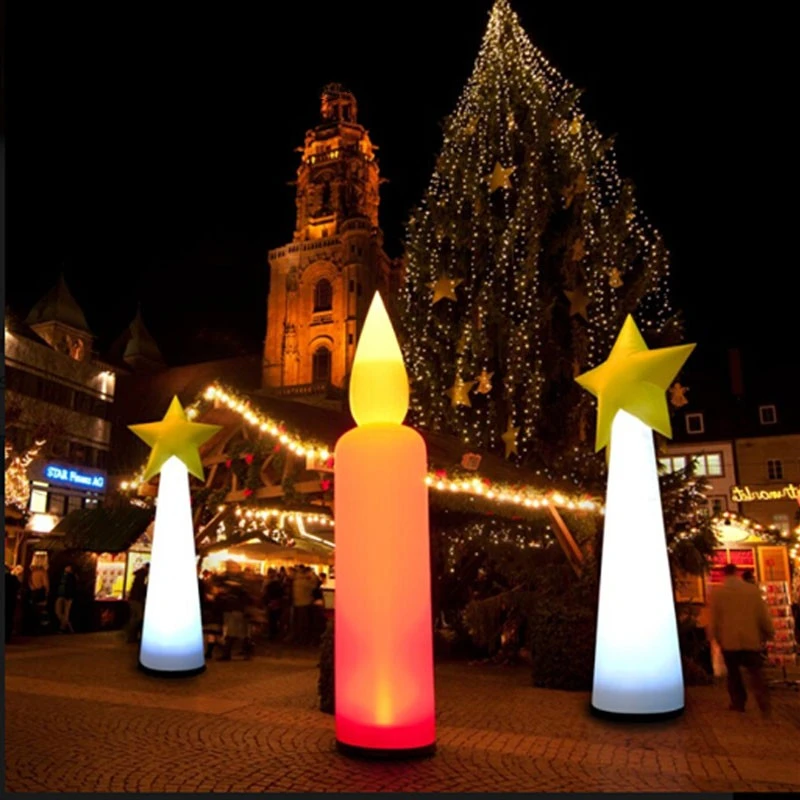 Led Decorative  Beautiful Shape Inflatable Candle Inflatable Pillar For Outdoor Night Decoration