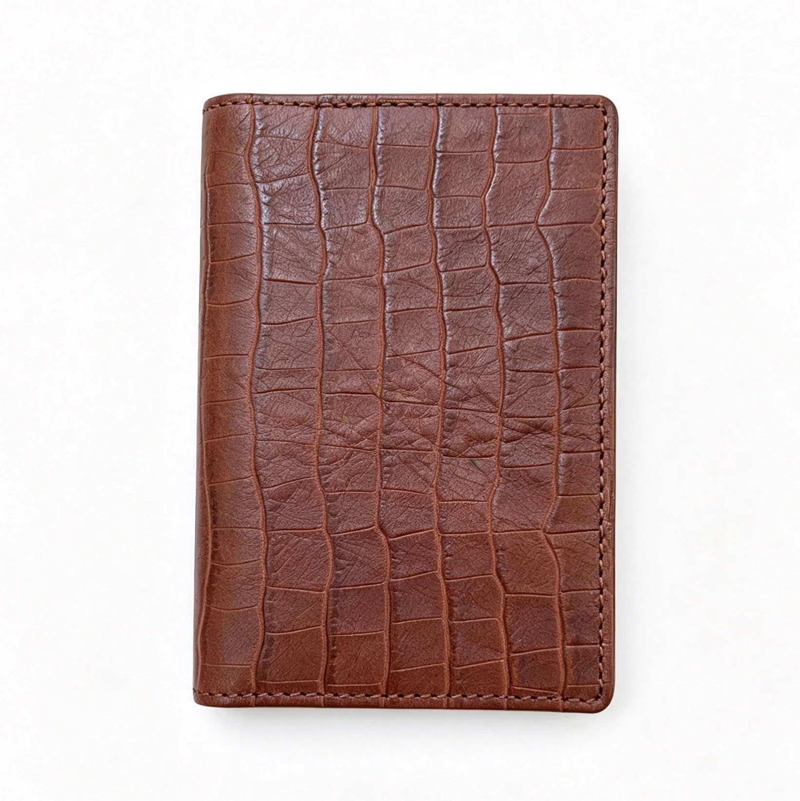 Custom Name Simple Leather Credit Card Holder for Men Crocodile Pattern Gift for Friend - view 3