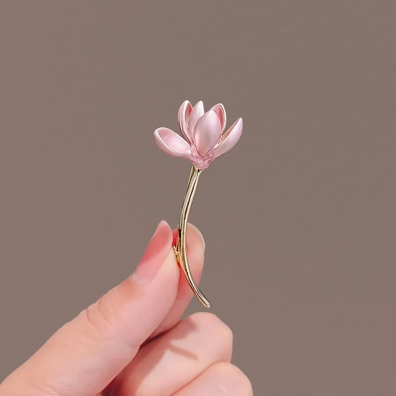 Luxury Pink Lotus Brooch Women's Accessories