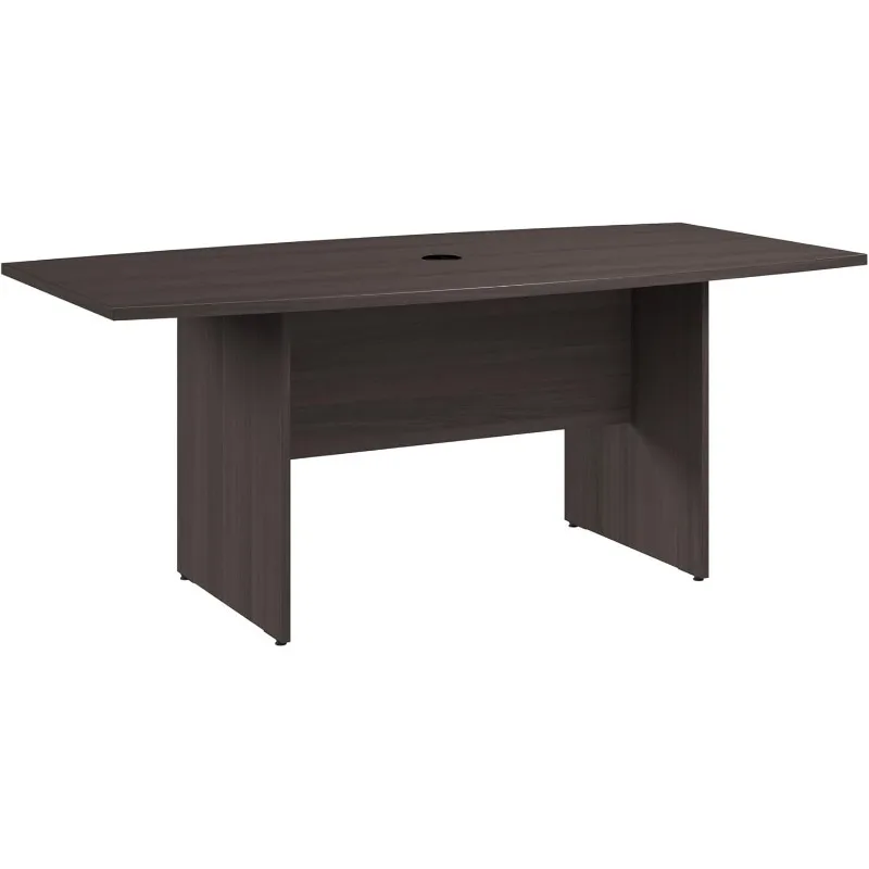 

Bush Business Furniture 72-inch Office Conference Table with Wood Base, Boardroom Meeting Space for 6 Users, Storm Gray
