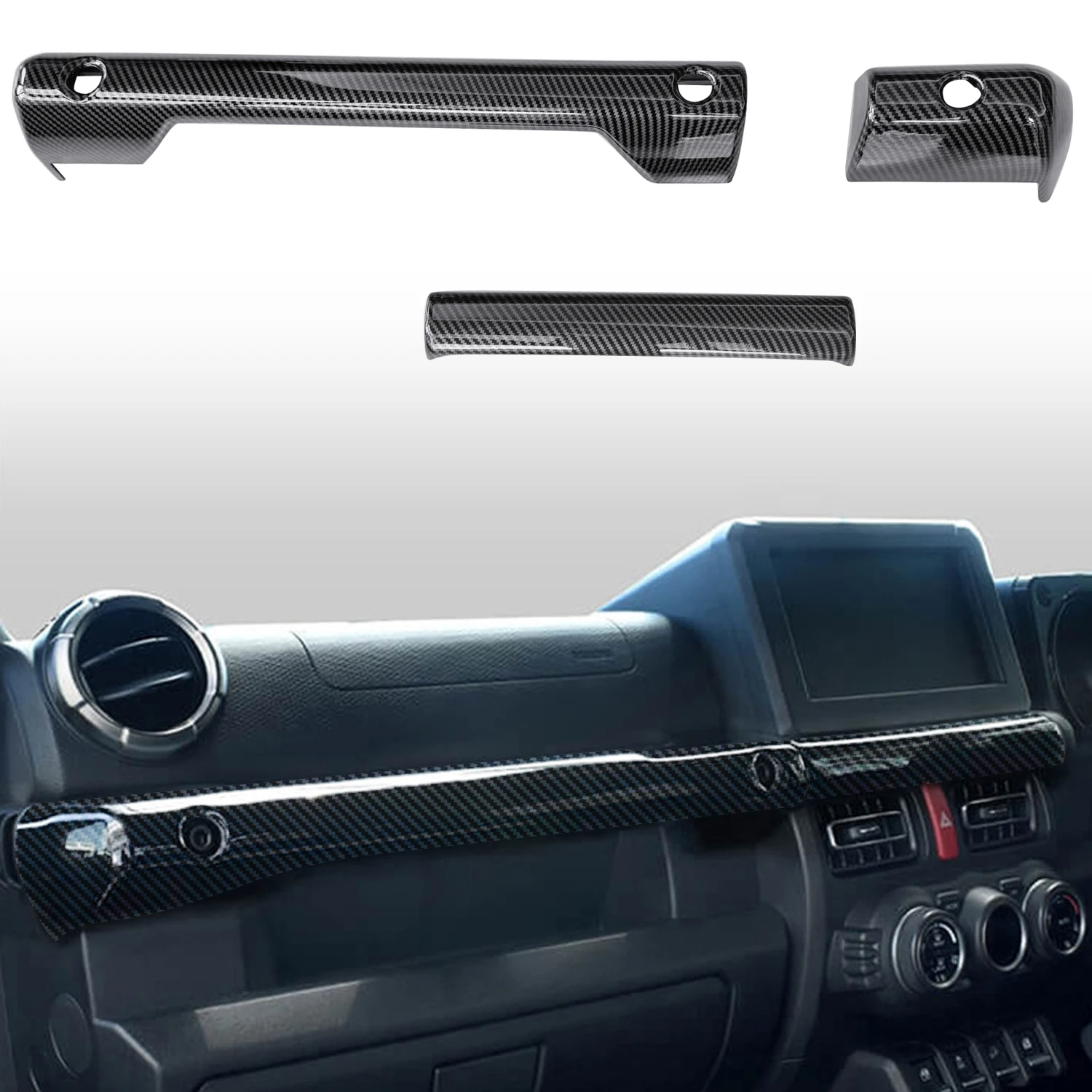 

For Suzuki Jimny 2018-2025 RHD ABS Interior Center Console Panel Cover Trim Carbon Fiber Style Car Accessories 3pc