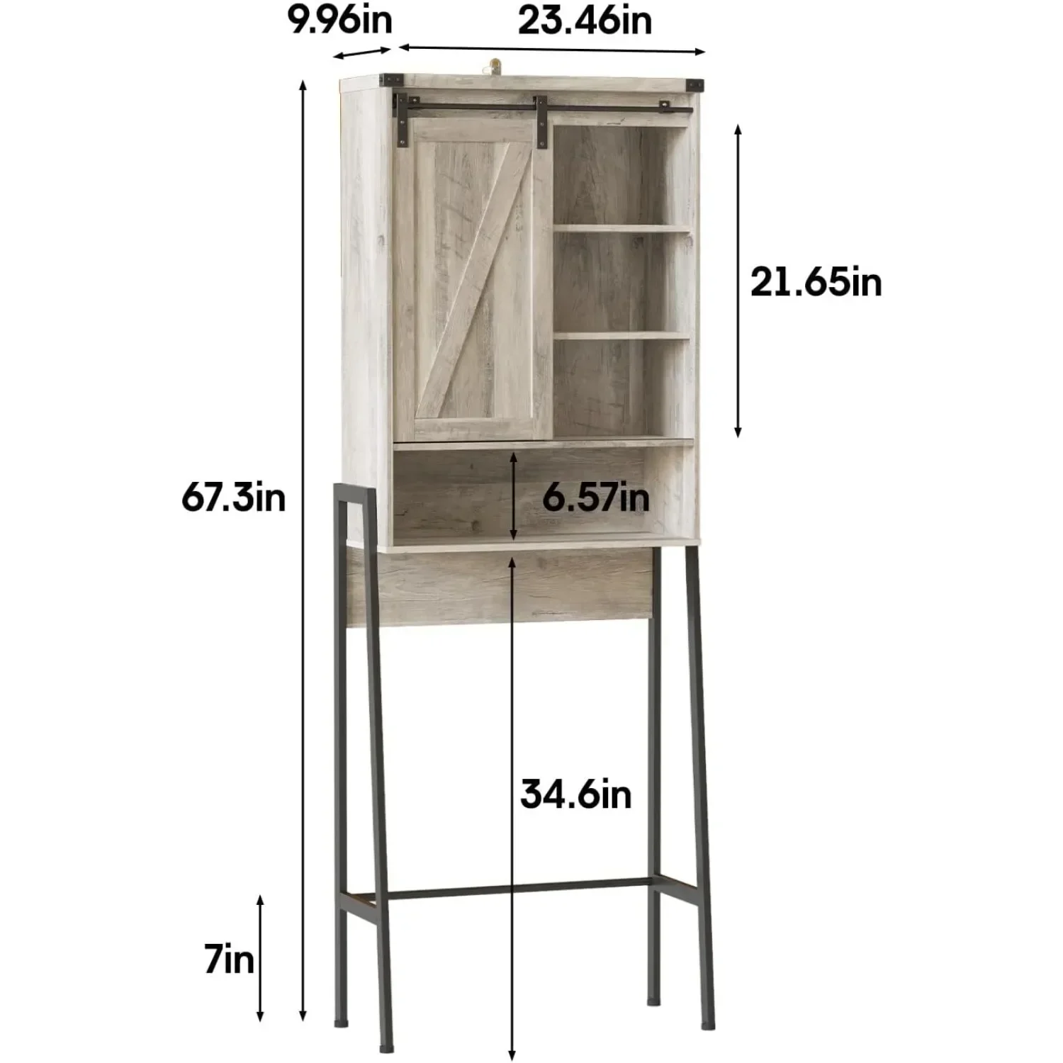 Toilet Storage Cabinet,Farmhouse Storage Cabinet Over Toilet with Sliding Barn Door,Bathroom Over