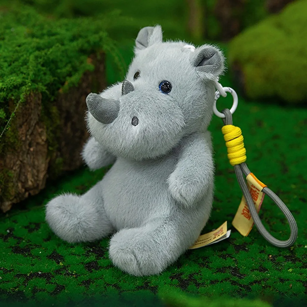 Sac à dos pendentif coussin de poignet rhinocéros poupée pendentif moelleux doux rhinocéros en peluche jouet dessin animé Animal rhinocéros en peluche poupée décor à la maison