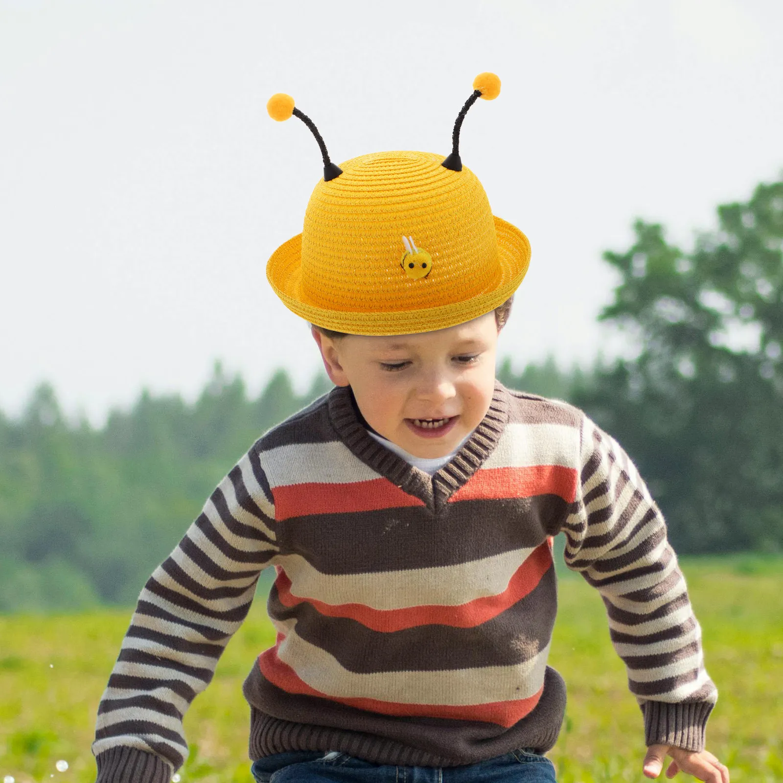 Kids Sun Hat Baby Summer Cap Lightweight Uv Protection Beach Hat For Toddler Children Bee Pattern Elastic Strap
