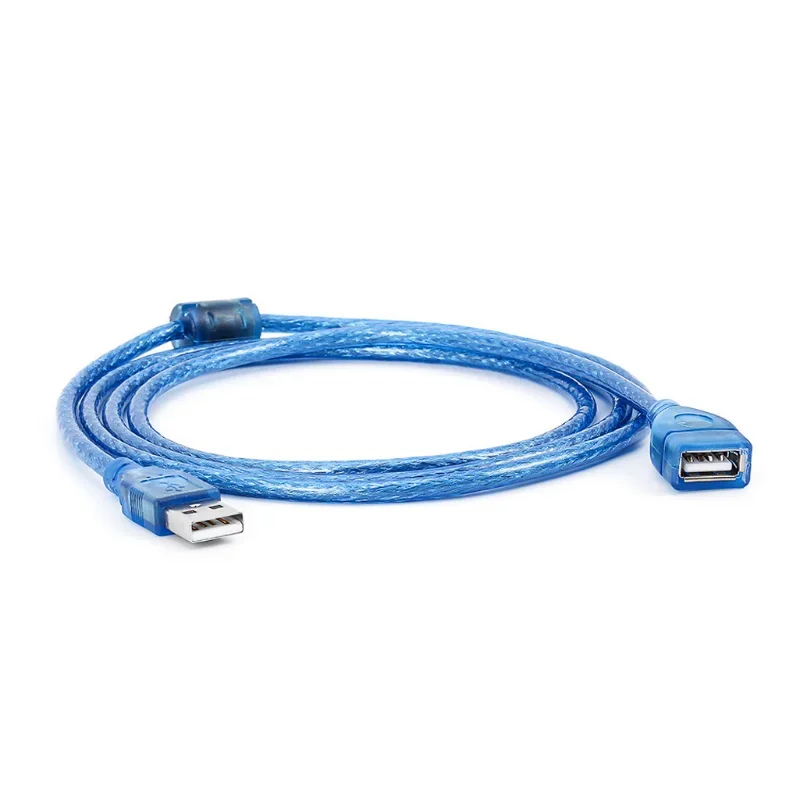 All Copper 0.3/0.5/1/ 1.5/3/5/10 Meters Transparent Blue USB Extension Data Cable USB2.0 Male To Female