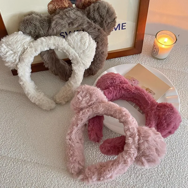 

Cute Autumn Winter Plush Bear Ears Hairbands Hair Band for Girls Wash Faces Facial Mask Special Head Band Headdress