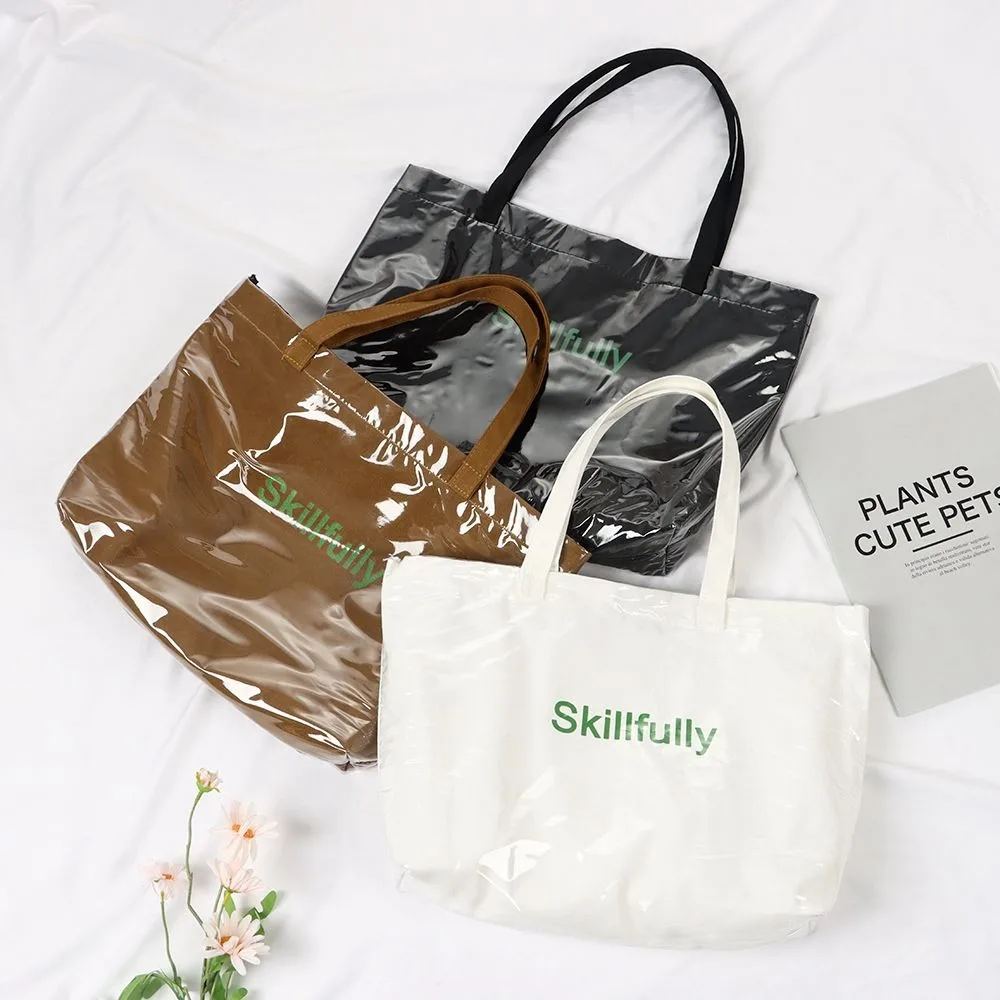 

Women's Shopping Bag Large Capacity Summer New Single Shoulder Canvas Underarm Bag Simple Transparent PVC Portable Tote Bag