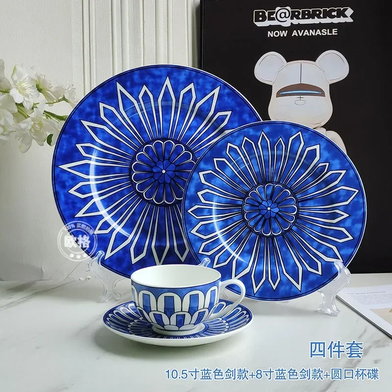 

Luxury, blue, printed, Western dishes, steak plates, decorations, afternoon tea, dessert plates, cake plates, cutlery