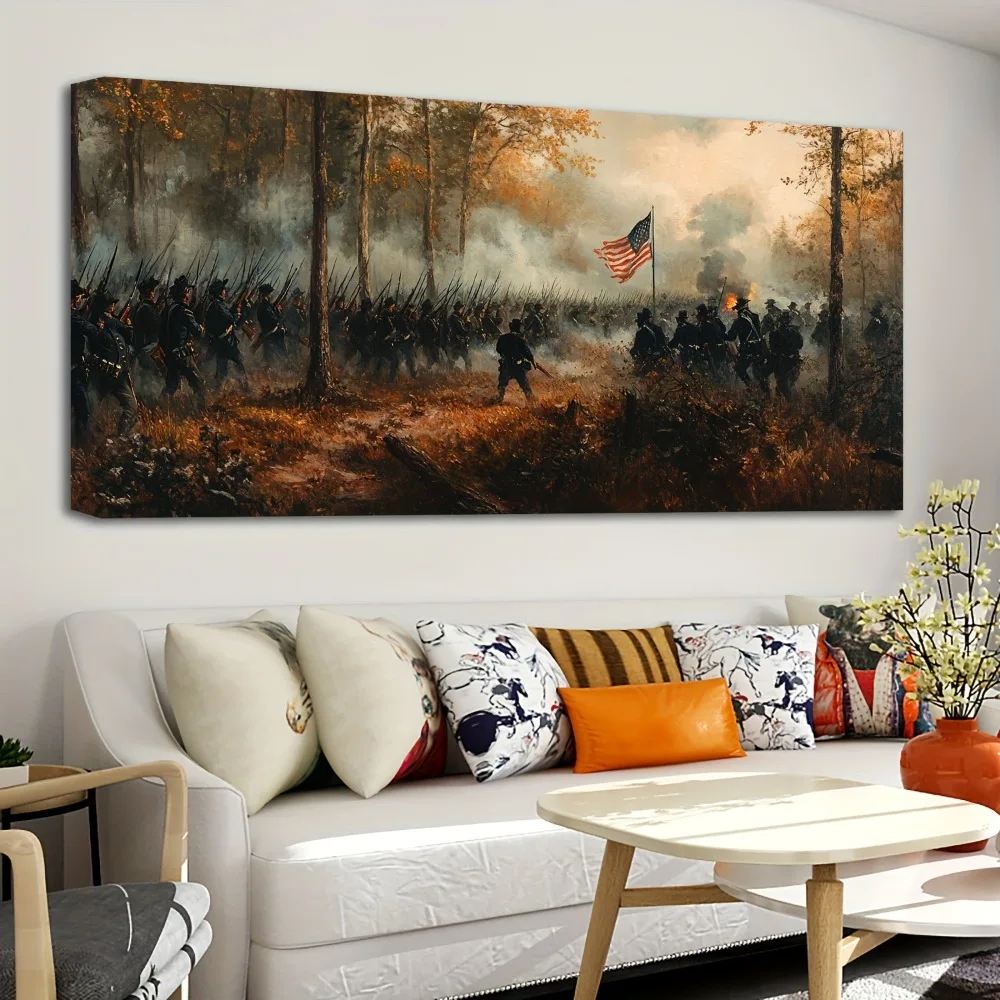 

Каркас из массива сосны толщиной 1,5 дюйма, винтажная картина на холсте времен Второй мировой войны Gettysburg Iron Travel, декор интерьера