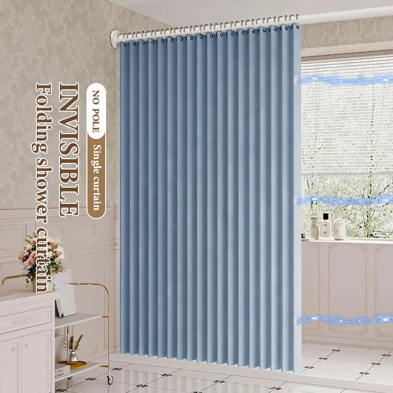 

Waterproof Foldable Shower Curtain Polyester Anti-Mold Bath Curtain Washable Bathroom Curtain with Hooks Home Hotel Bathroom Dec