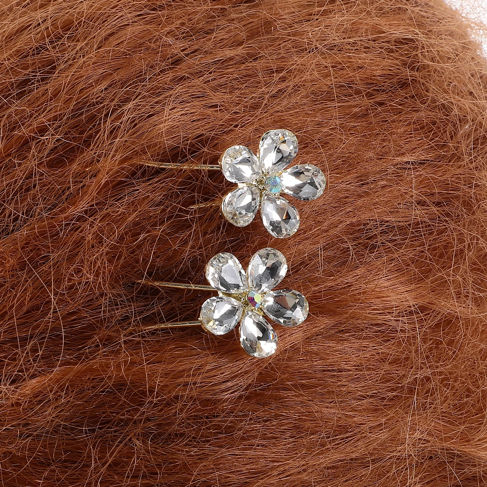 

4 pcs U Shape Bridal Hairpins Rhinestone Decorative Wedding Hair Accessories Metal White Safe Comfortable Stylish
