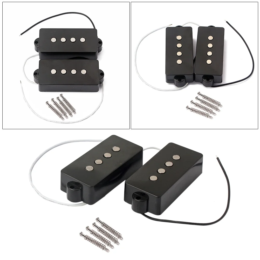 4 String Bass Pickups Set Black Open Style For Pb Electric Bass Guitar Replacement V Medium Output Wax Potted Rich