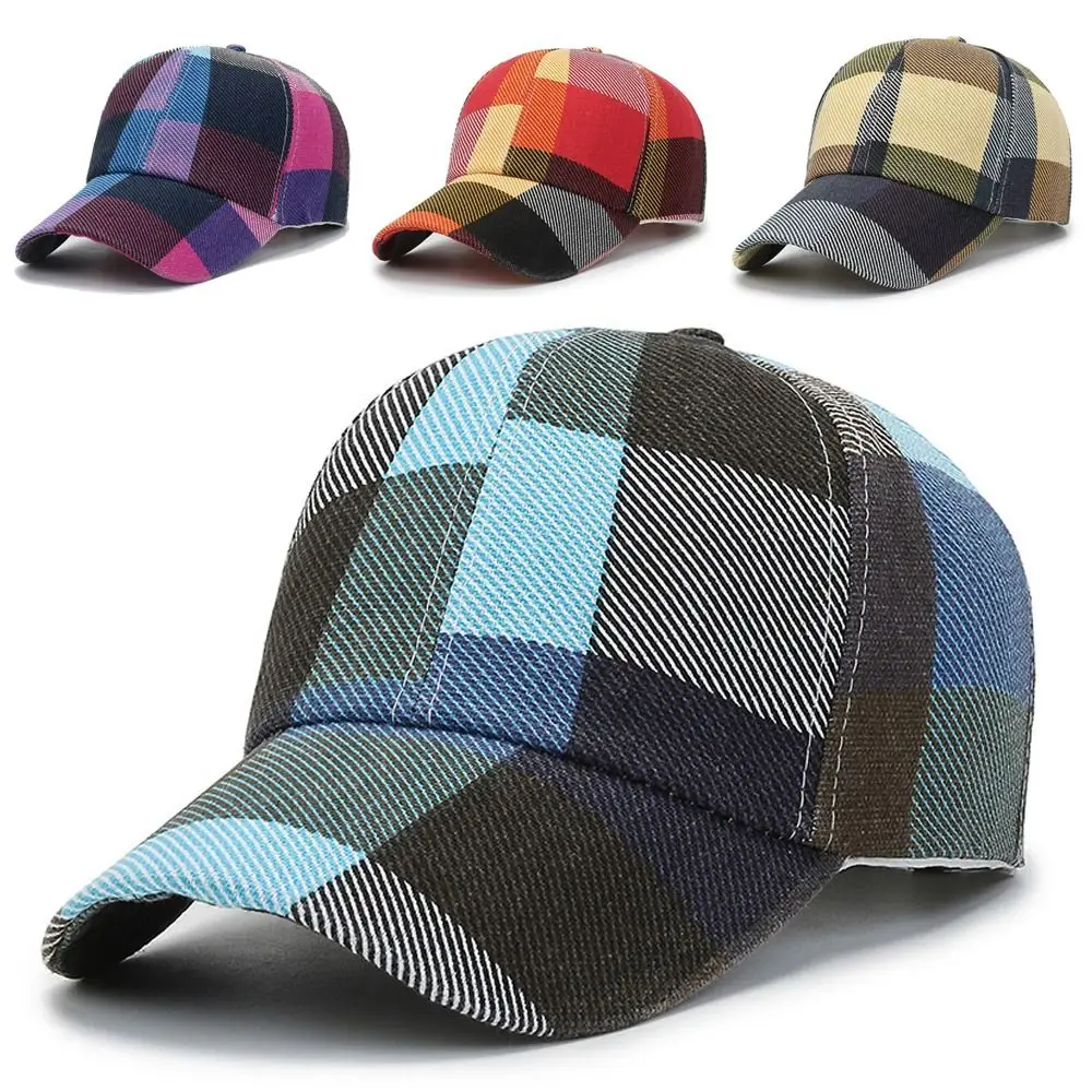 Spring Summer Women Men Plaid Caps Fashion Plaid Baseball Caps Outdoor Cool Adjustable Sun Cap Sports Hat