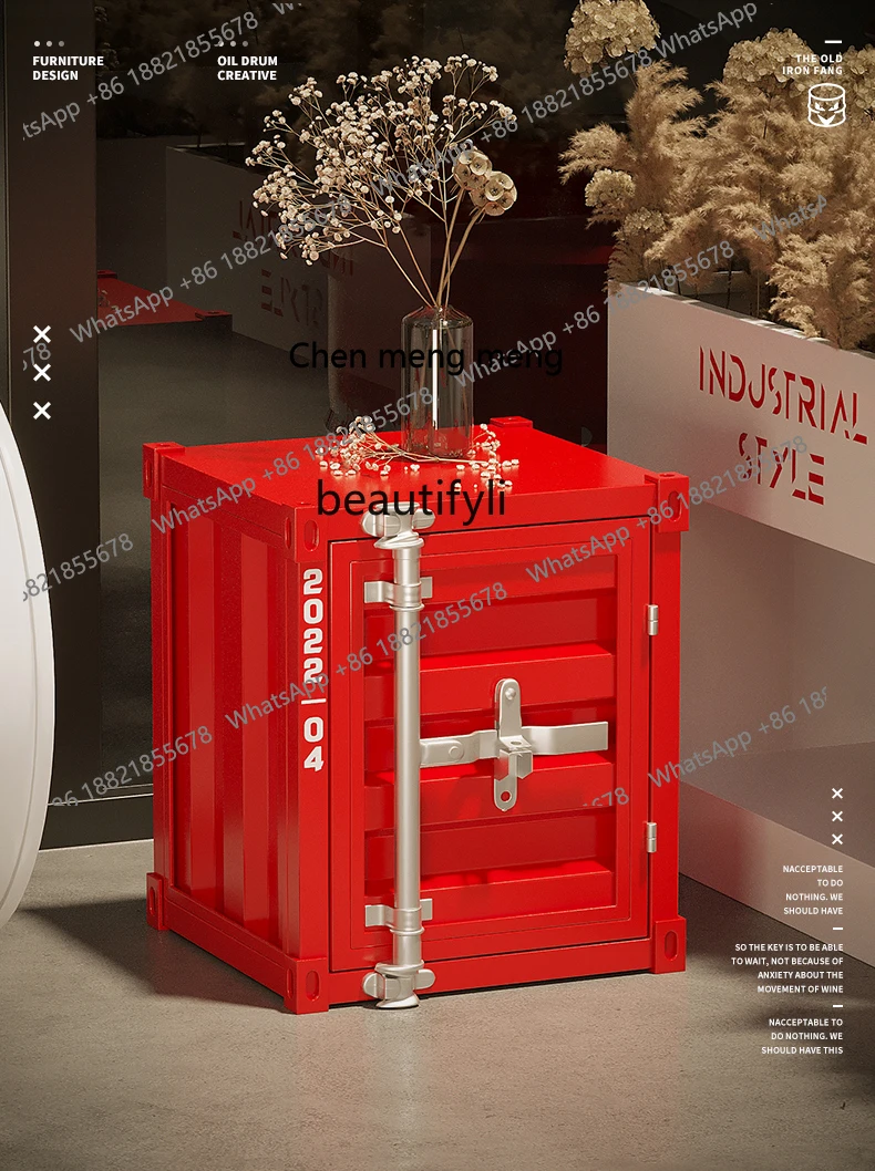 

Bedside Table Side Table Industrial Style Bedroom Personalized Container Small Storage Cabinet Creative Iron Bedside Cabinet