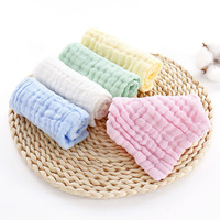 Happyflute 30*30CM 6Layer Soft Cotton Gauze Baby Cotton Cartoon Face Towel Children's Square Handkerchief Saliva Towel