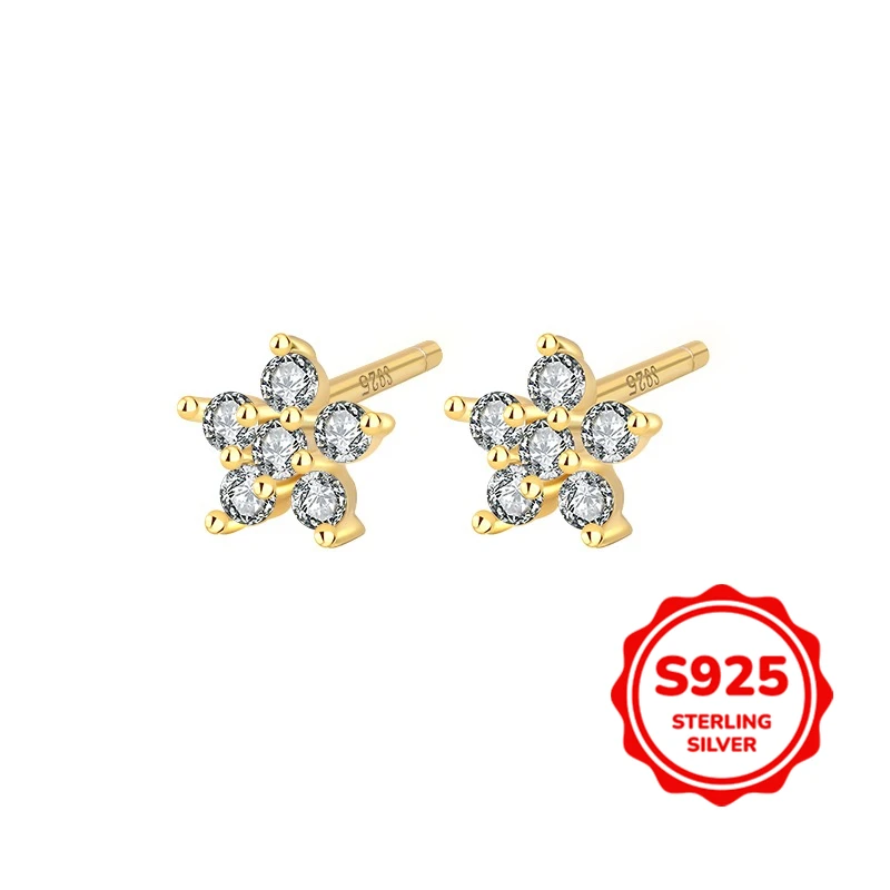 

Classic and Fashionable Authentic S925 Silver Five-pointed Star Full Diamond Temperament Versatile Earrings