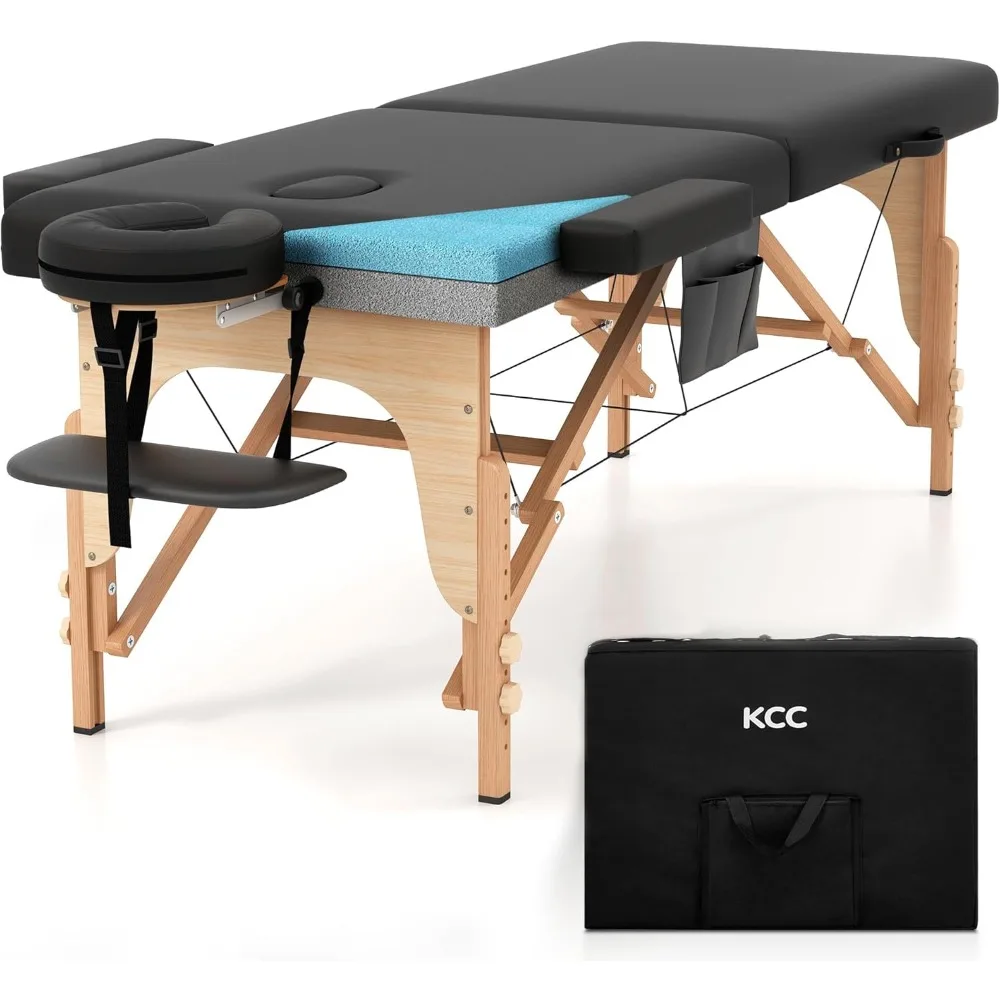 

Massage Table Portable Foldable Height Adjustable, Massage Bed Salon Spa Bed Tattoo Table with Accessories & Carrying Case