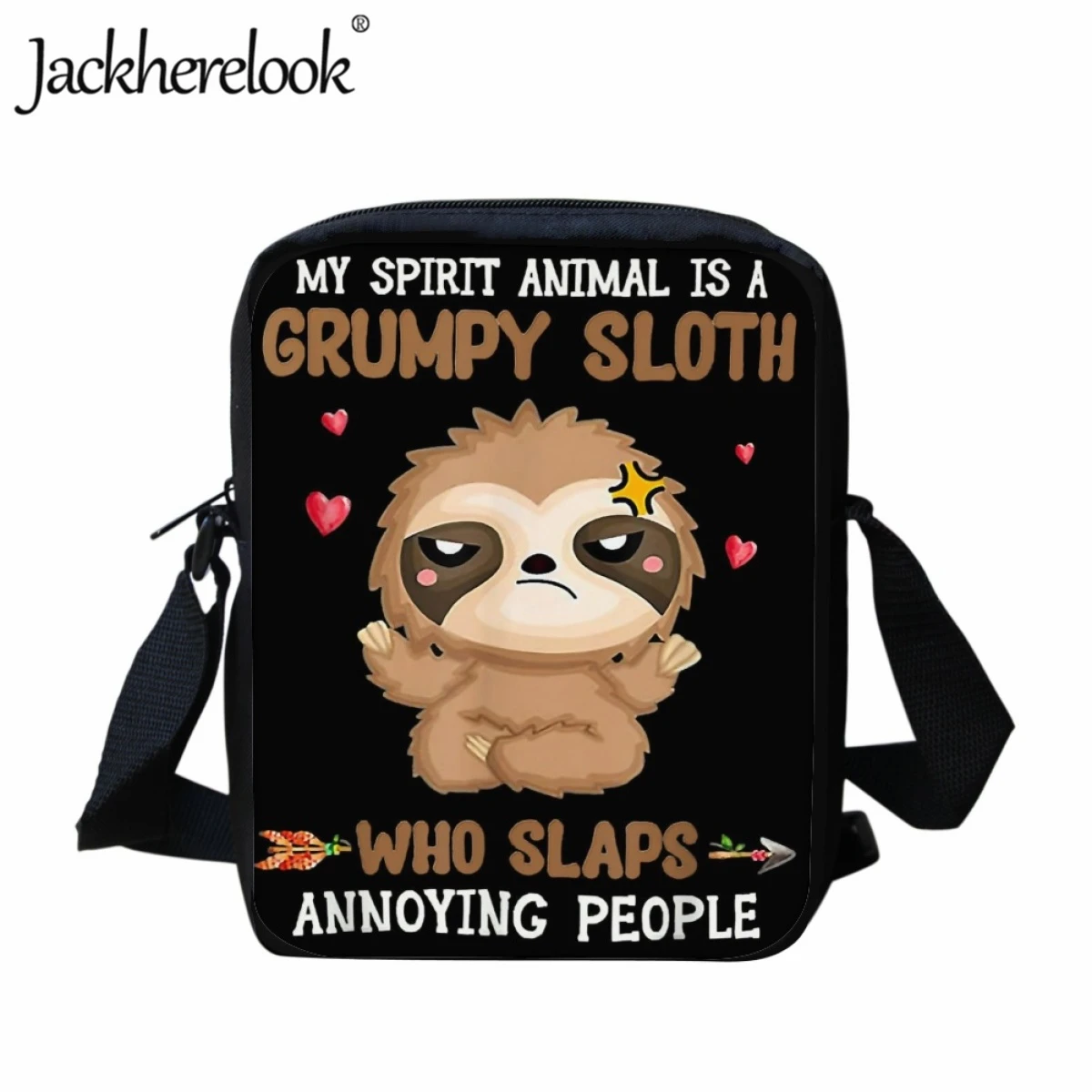 

Jackherelook Children Messenger Bag Casual Fashion Classic Adjustable Shoulder Bag JUST A GIRL Sloth Book Bag for Kids Lunch Bag