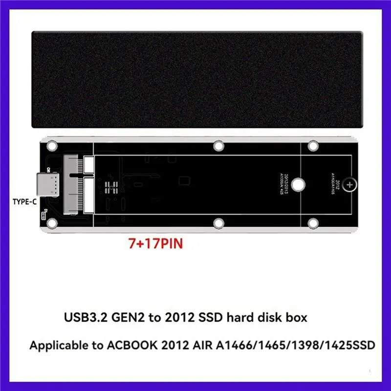 Ingenious-2X For 2012 Air A1425 A1398 A1465 A1466 SSD Case USB3.2 GEN2 6Gbps M.2 SATA SSD Box SSD Enclosure A-C Cable