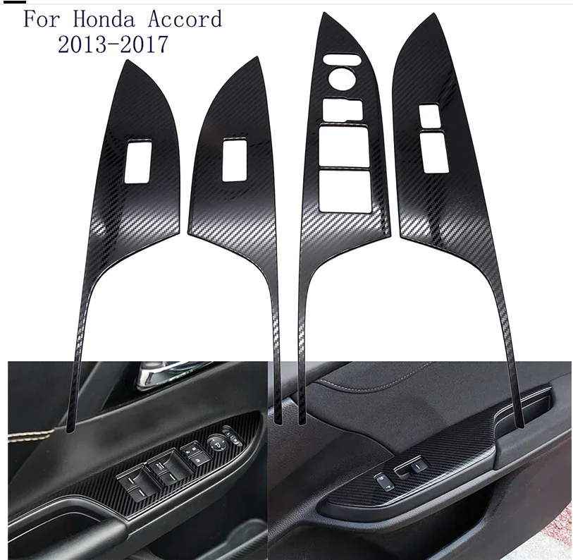 4pcs Car Interior Window Control Cover Trim for Honda Accord Auto Window Lift Button Switch Decoration Sticker Kit Accessories