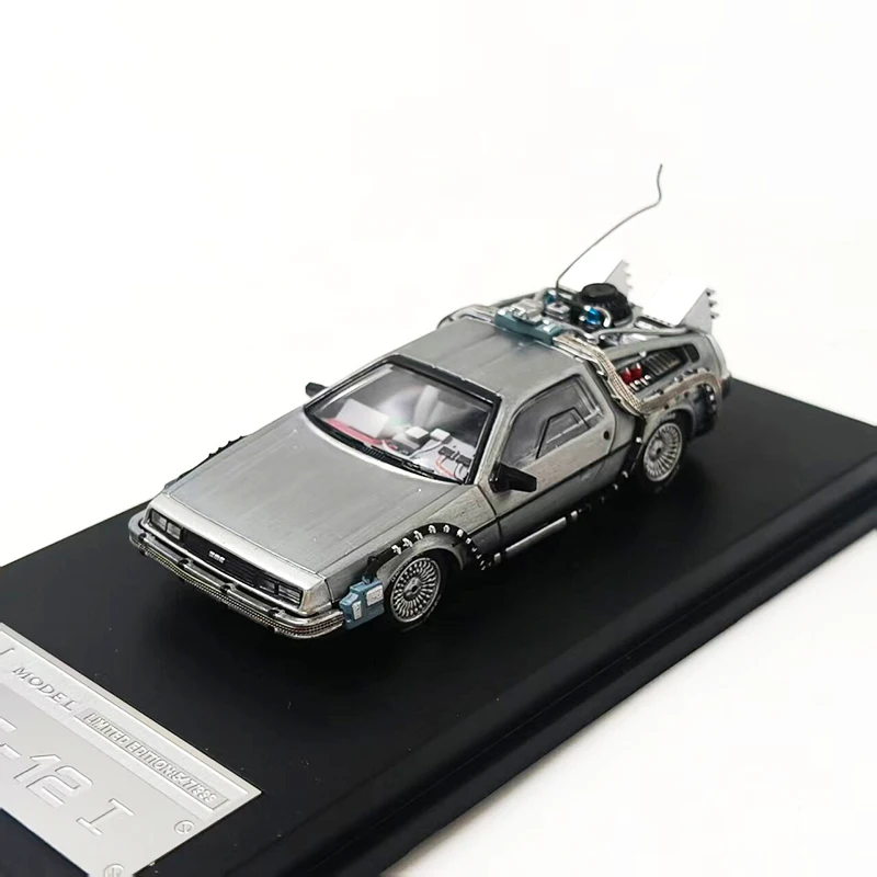 Diecast 1:64 Scale Alloy Back To The Future Time Machine DMC-12 Delorean Car Model Finished Product Simulation Toy Display