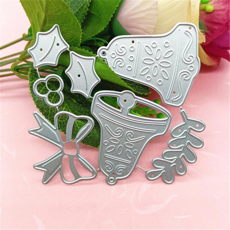 Troqueles corte en relieve con lazo Navidad, troqueles en relieve con campanas Navidad para hacer tarjetas, para