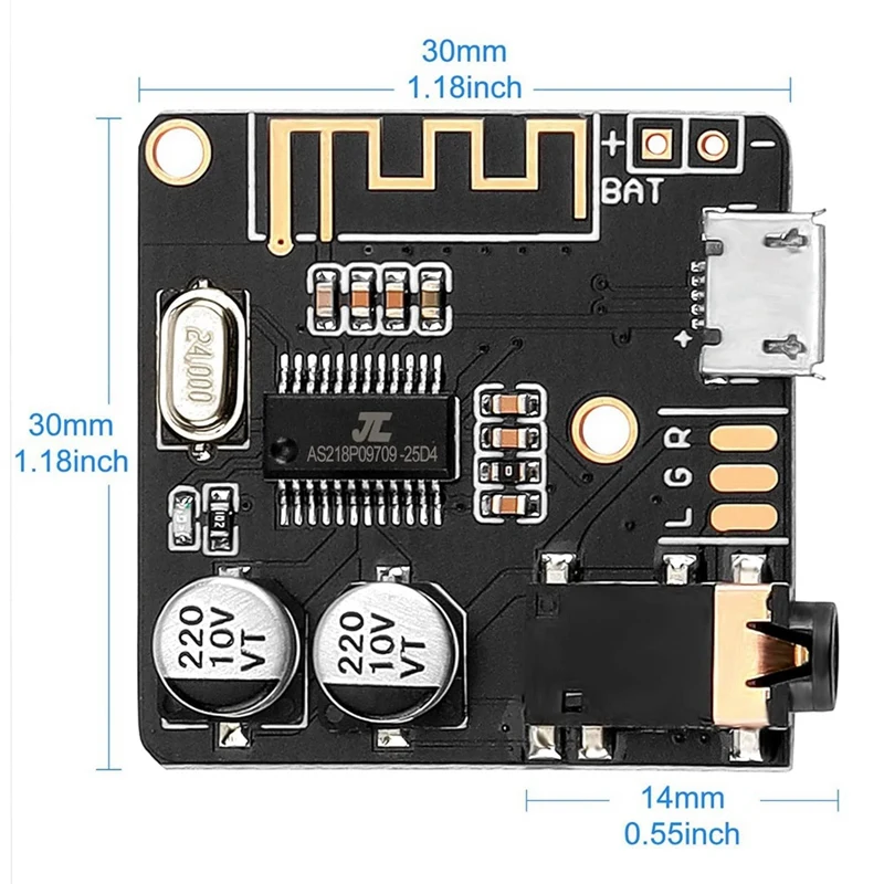 5 Stuks Bluetooth Audio Ontvanger Board Bt 5.0 Stereo Audio Versterker 3.7-5V Diy Auto Luidspreker Versterker