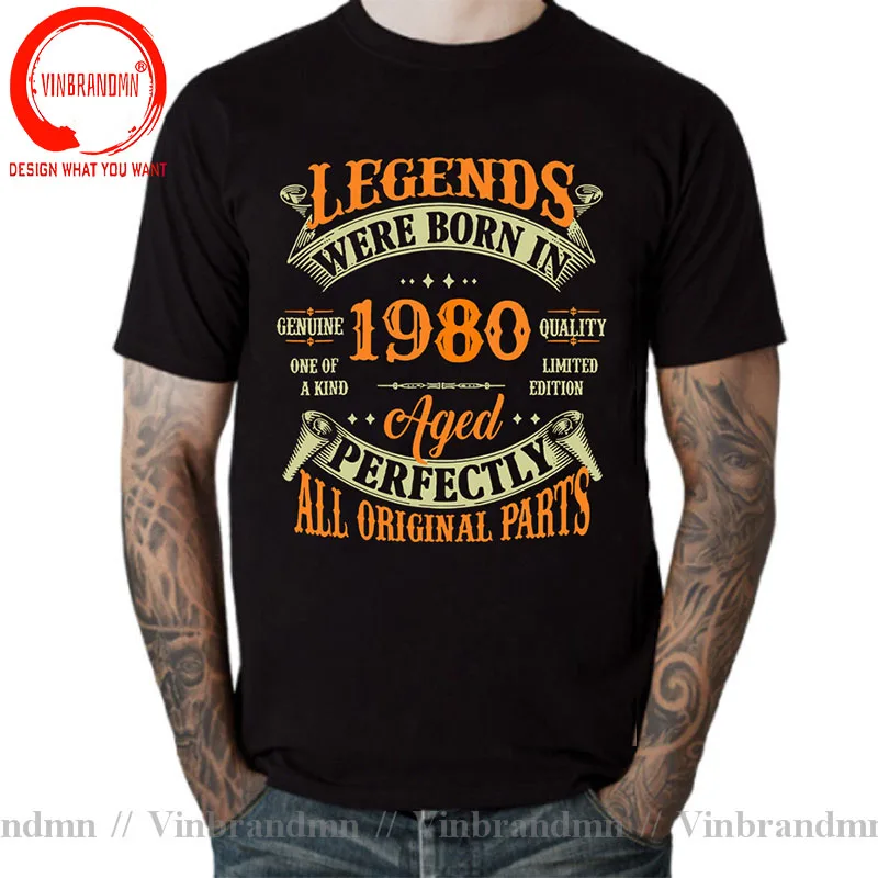 

Vintage Legends Are Born In 1980 44 Years Old T Shirt Men Made In 1980 T-shirt Birthday Retro Anniversary Tees Streetwear Tshirt