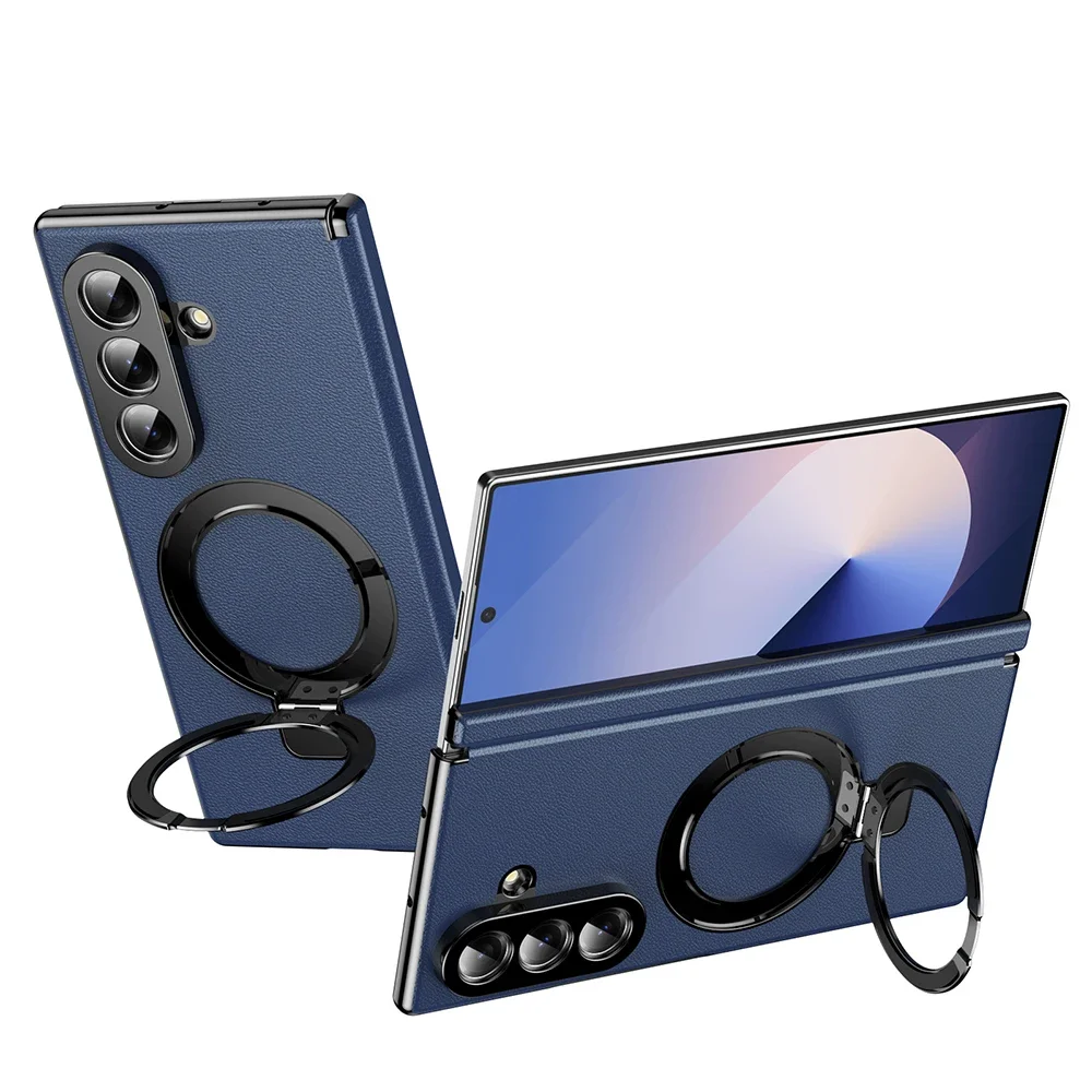 

Защитный чехол Magsafe с магнитным держателем и петлями для Samsung Galaxy Z Fold 7, 6, 5, кожаный чехол Fold7 с покрытием из стеклянной пленки для экрана