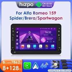 Hizpo Android Auto Radio per Alfa Romeo 159 Brera Spider Sportwagon Carplay Auto Multimedia RDS GPS 2din Autoradio AI Voice 7862