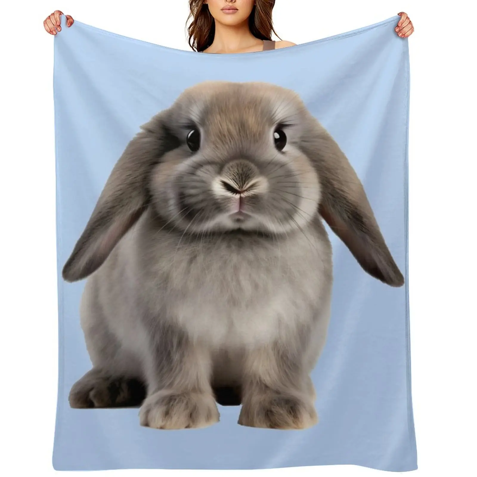 

Grey lop bunny Throw Blanket sofa bed cosplay anime Baby Large Blankets