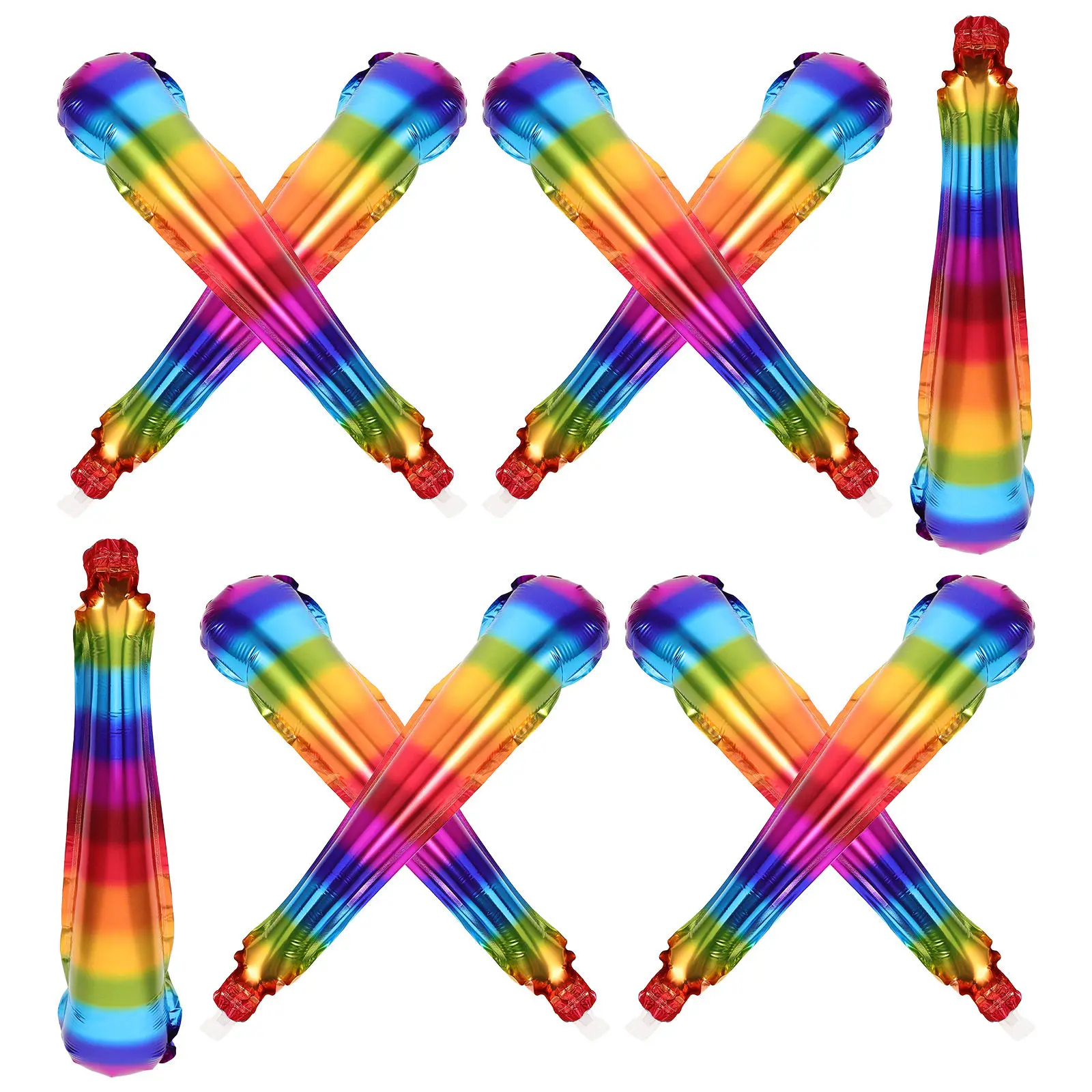 10Pcs Rainbow Balloon Stick 14Inch Vibrant Inflatable Cheering Sticks Sports Event Football Party Accessories Pride Balloon