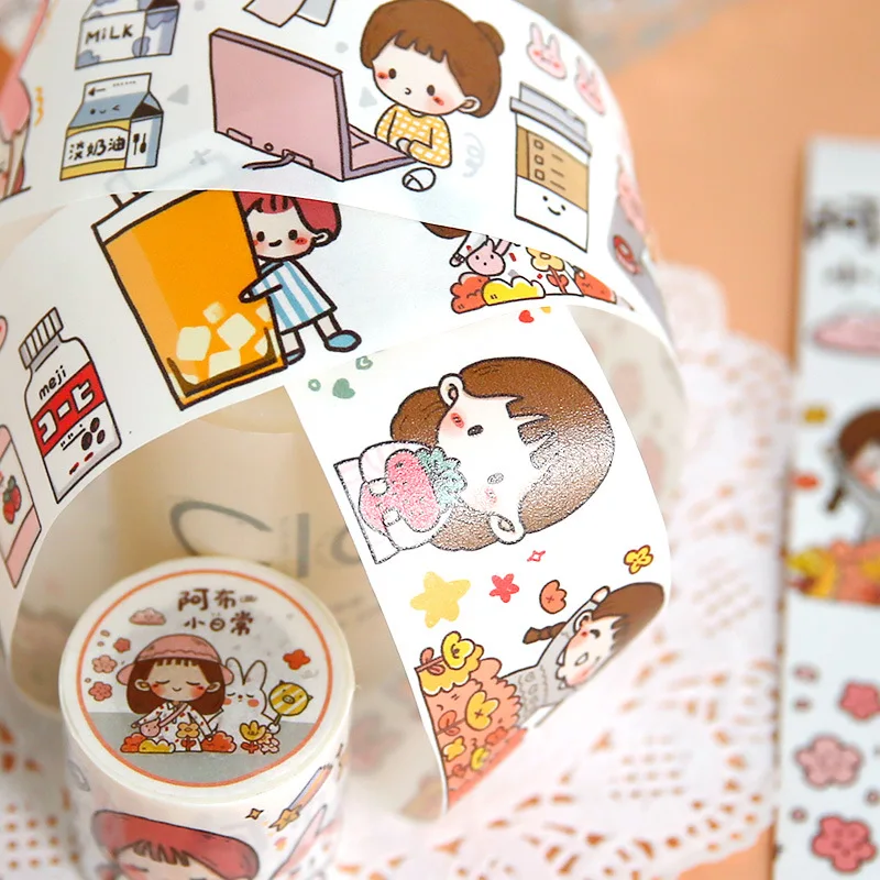 1 Pcs/lot DIY Washi Tape Cartoon Girl Japanese Paper Decorative Adhesive Tape lovely series Masking Tape Stickers