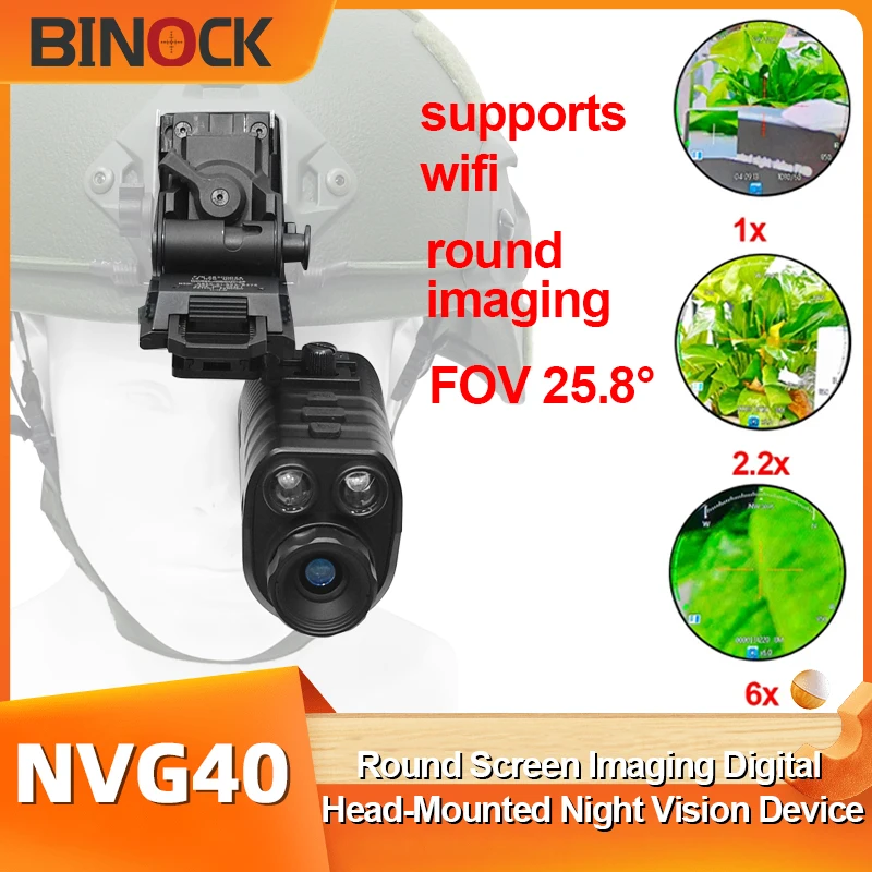 BINOCK NVG40 OLED round screen fov 25.8°WIFI helmet night vision WIFI goggles long range infrared digital night vision monocular