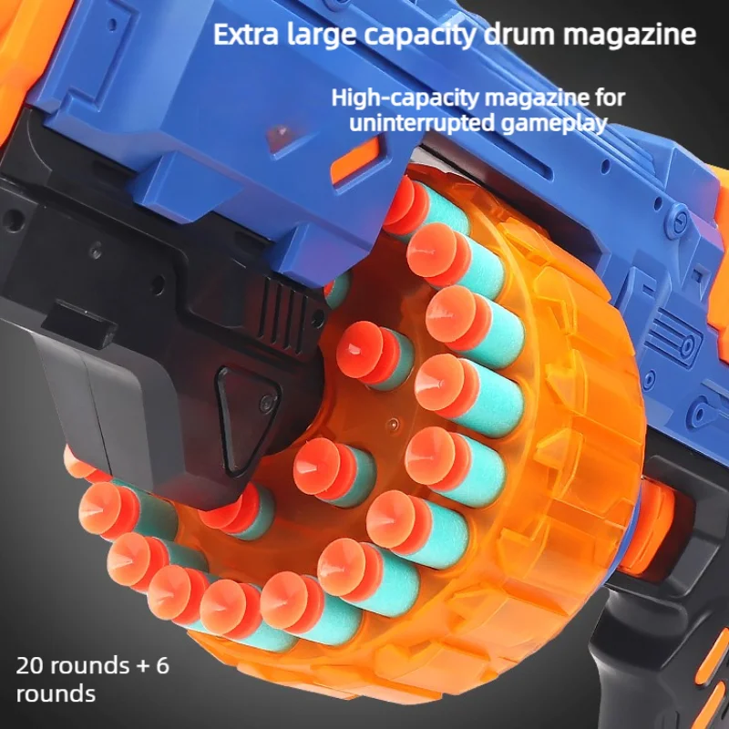 Manual Burst EVA Soft Dart Toy Gun Drum Magazine Foam Bullet Blaster Rotating‑Barrel Shooting Toy Outdoor Interactive Gift