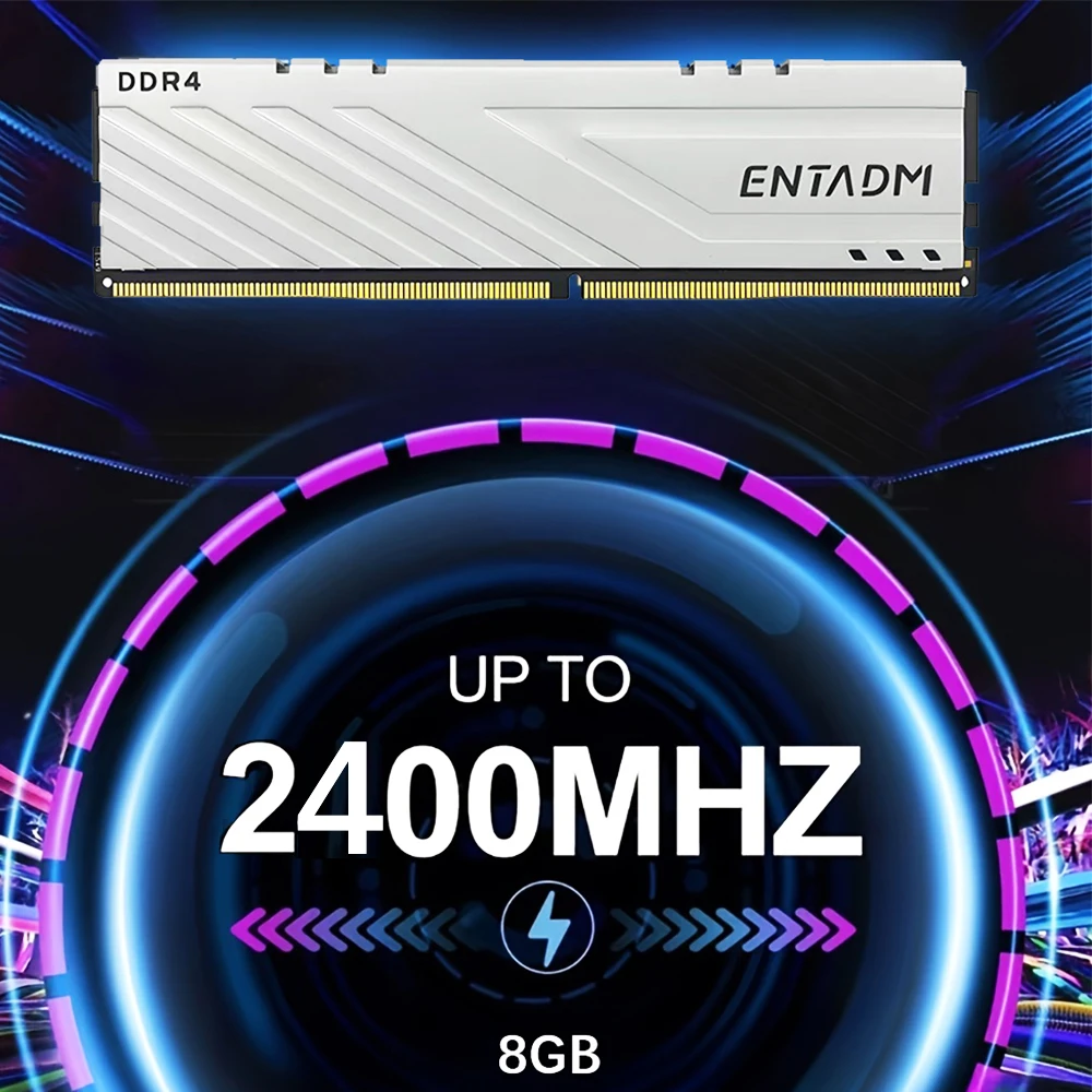 ENTADM DDR4 1×8GB デスクトップ メモリ バー 2400MHz ホワイト 内蔵 RAM