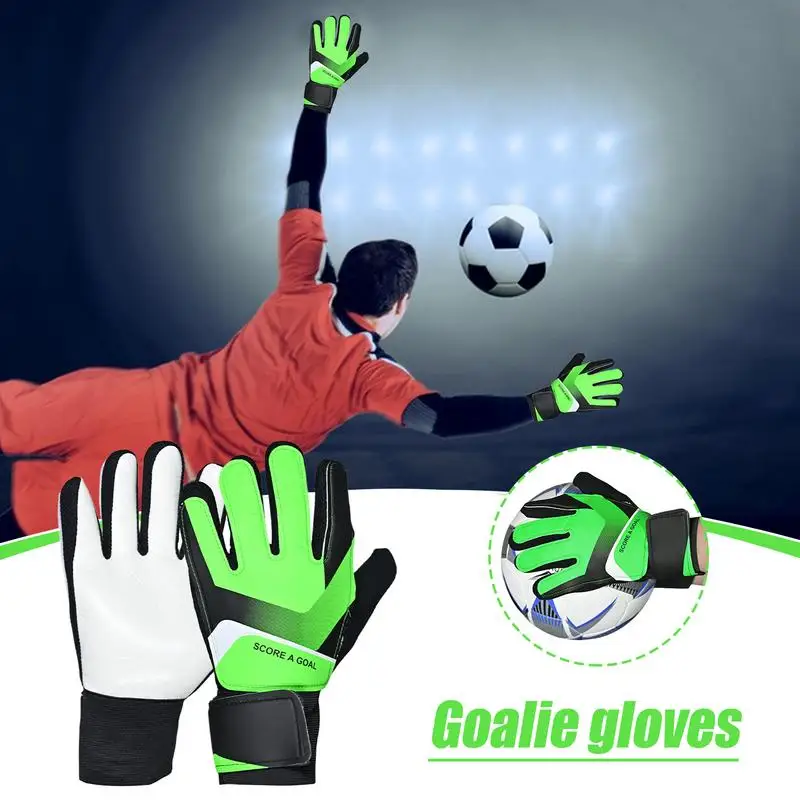1 زوج قفازات حارس المرمى للأطفال الكبار كرة القدم اللاتكس سميكة حماية قفازات حارس المرمى كرة القدم حارس المرمى قفازات عدم الانزلاق