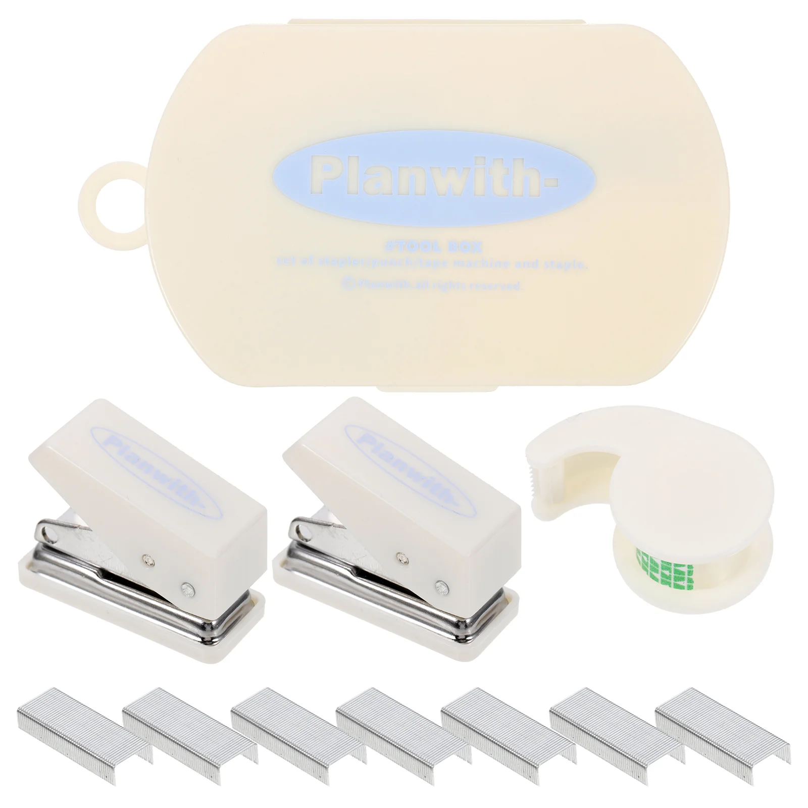 Hand Tool Box Kit No Staple Stapler Mini Staplers Small Adhesive Tape Metal Abs Dispenser Office for Desk Scrapbooking Tools