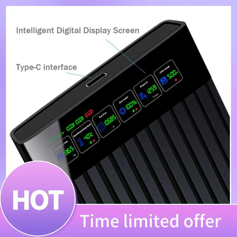 ABFN-Type-C Portable Hard Drive Chassis Intelligent Digital Display 2.5 Inch Laptop External SATA Serial Port U25T