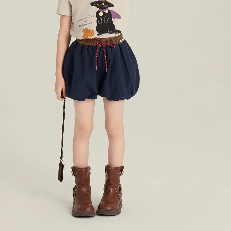 

Children's Trendy Floral Bud Shorts for Girls, New Summer Collection 2025, Loose Fitting Spliced Lantern Pants
