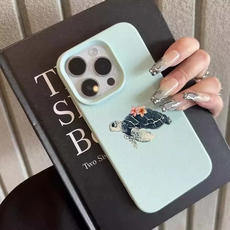 Custodia per telefono con motivo acquerello tartaruga marina floreale per iPhone 17 16 15 14 Pro Max 16 Plus 11 12 13 Pro 17 Cover morbida antiurto aerea